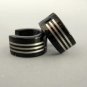 Men's hoop earrings, black stainless steel with silver stripes, M, black, EC176