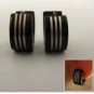 Men's hoop earrings, black stainless steel with silver stripes, M, black, EC176