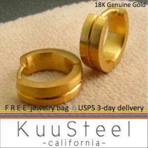 Mens earrings, gold hoop earrings handmade from 18K yellow gold, E001MY