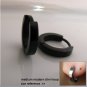 Men's black hoop earrings, curved edges, M, black, EC136