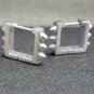 Sterling Silver Hoop - Mens Earrings 18K White Gold Plated -Double Spikes Medium (E154MW)
