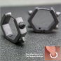 Men's hoop earrings, hexagon with spikes, M, black, ECE251MB