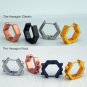 Men's hoop earrings, hexagon with spikes, M, black, ECE251MB