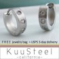 Men's diamond studded hoop earrings, M, steel, EC156