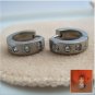 Men's diamond studded hoop earrings, M, steel, EC156