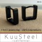 Mens black square hoop earrings, S, black, EC215