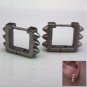 PROMOTION: Sterling Silver Hoop Earrings-18K White Gold Plated-Mens Earrings Square Rock(#E212MW)