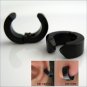 Small black steel clip on earring for men, EC578B