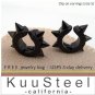 Men's clip on earring, black stainless steel hoop earring with spikes, EC579A
