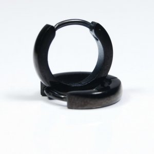 Men's huggie hoop earrings, M, black, EC133A