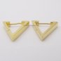 Men's triangle hoop earrings crafted from sterling silver and plated in yellow gold, ECE233SY