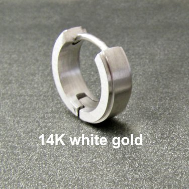 Mens Earring Solid White Gold Huggie Hoop 14k Single Mens Earring Solid White Gold Huggie Hoop 14k Single E001 Mwsg