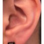 Men's hoop earrings, black stainless steel with silver stripes, M, black, EC176