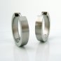 Extra large stainless steel hoop earrings, flat tube hoops, L, steel,  EC195