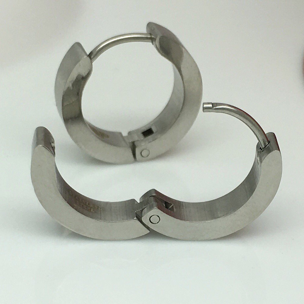 Men's hoop earrings, large stainless steel hoop earrings, EC190