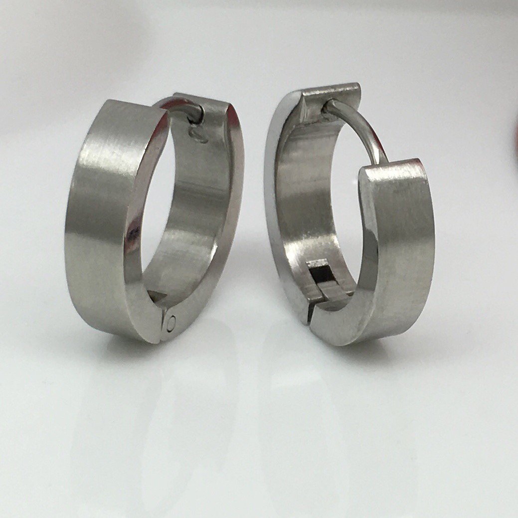 Men's hoop earrings, large stainless steel hoop earrings, EC190