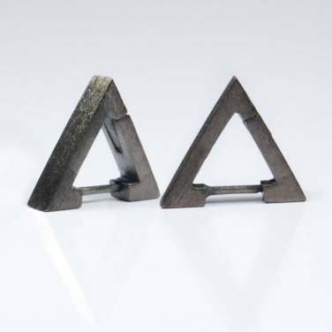 Men's triangle hoop earrings, M, black,  ECE234MB