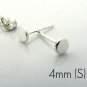 Mens stud earrings handmade from silver, 4mm disc stud earrings, 420 4SW