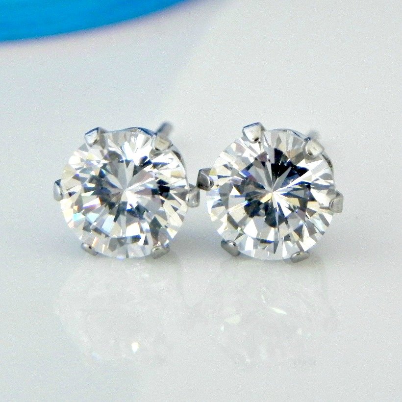 Mens diamond cz stud earrings, EC515