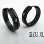 Men's hoop earrings with cz diamond accent, XL, black, EC194A