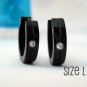 Men's diamond cz hoop earrings, L, black EC193A