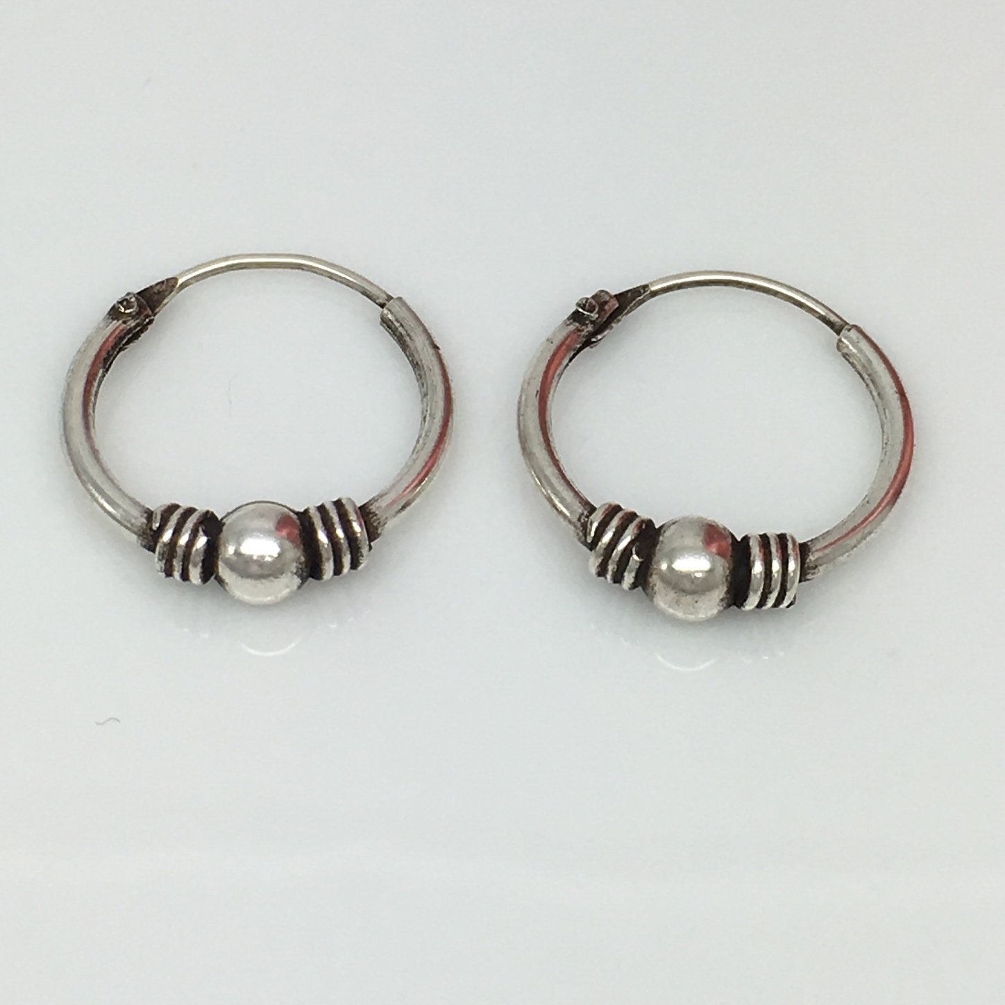 Silver wire hoop earrings for men, thin sterling silver hoop earrings