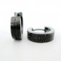 Black stainless hoop earrings, M, black, EC153
