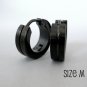 Black stainless hoop earrings, M, black, EC153
