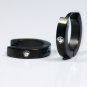 Men's hoop earrings with diamond cz, M, black, EC135