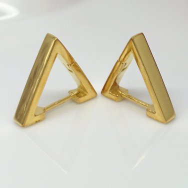 Men's triangle hoop earrings crafted from sterling silver and plated in ...