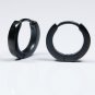 Men's black hoop earrings, curved edges, M, black, EC136