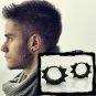 Spike hoop earrings for men – thorn huggie hoop earrings, M, black, EC158