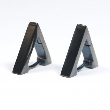 Mens Earrings Black Hoop Huggie Triangle Stainless Steel Mens Earrings Black Hoop Huggie Triangle Stainless Steel Ec214