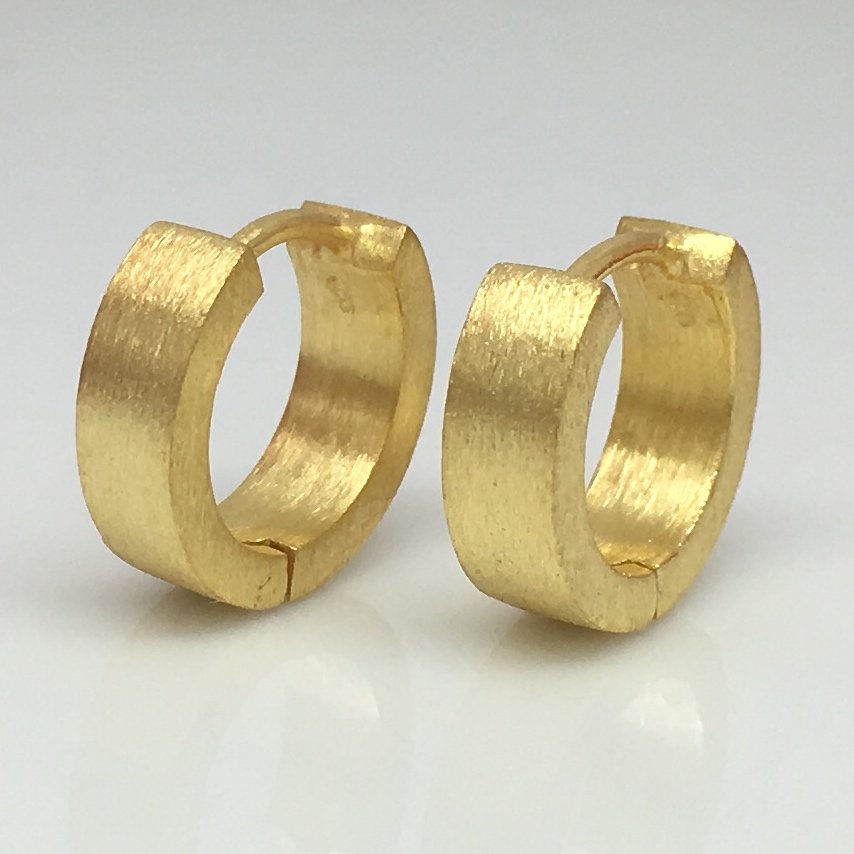 Men's gold huggie hoop earrings, ECE150MY