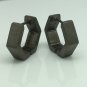 Men's hexagon hoop earrings, sterling silver, M, black, ECE250MB