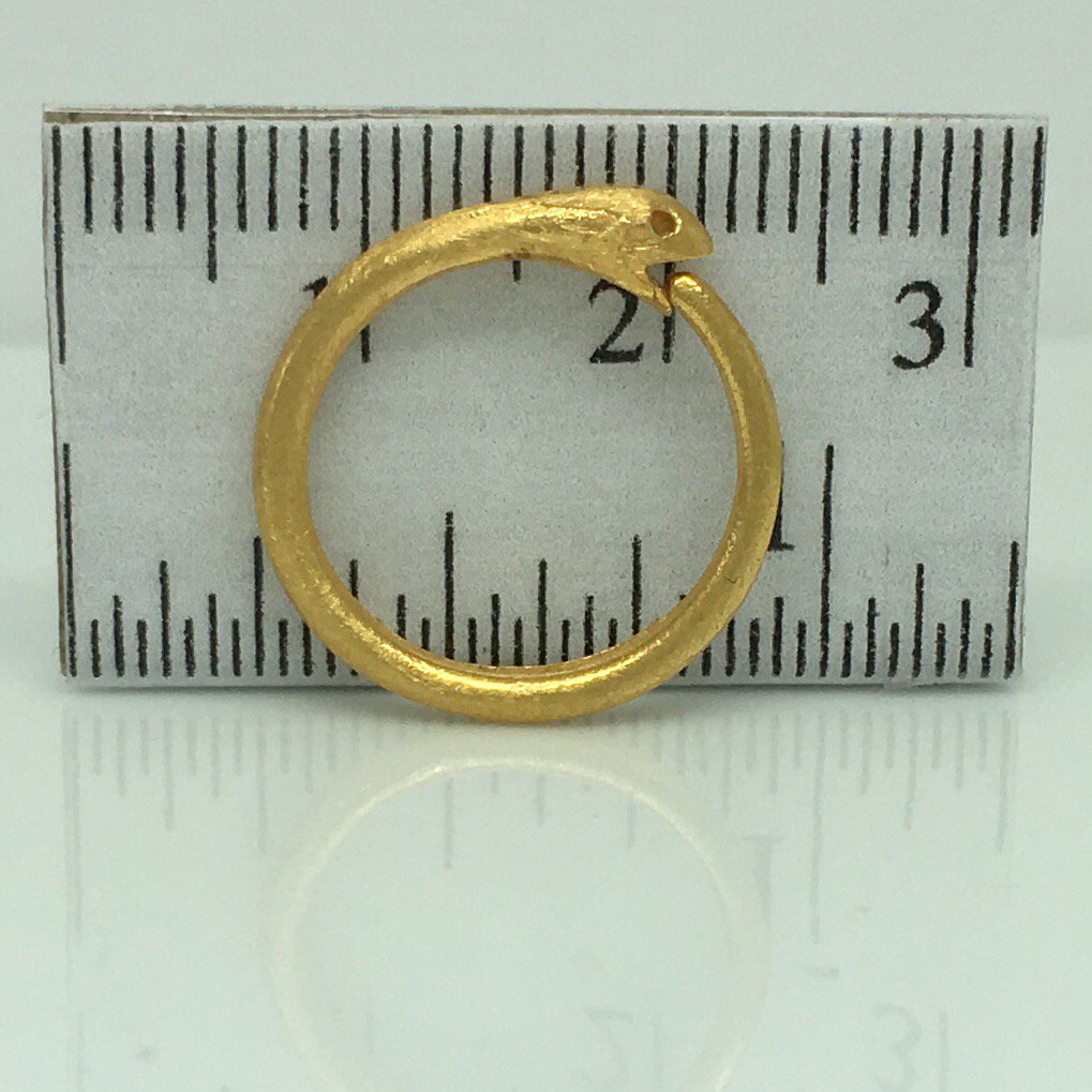 Ouroboros snake hoop earring, 14 gauge gold hoop earring, cartilage