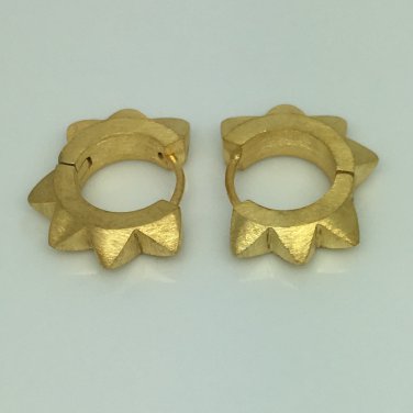 Men's earrings, gold spike thorn hoop earrings, ECE153MY