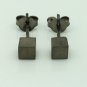 Men's stud earrings, black gold square cube stud earrings, EC465F