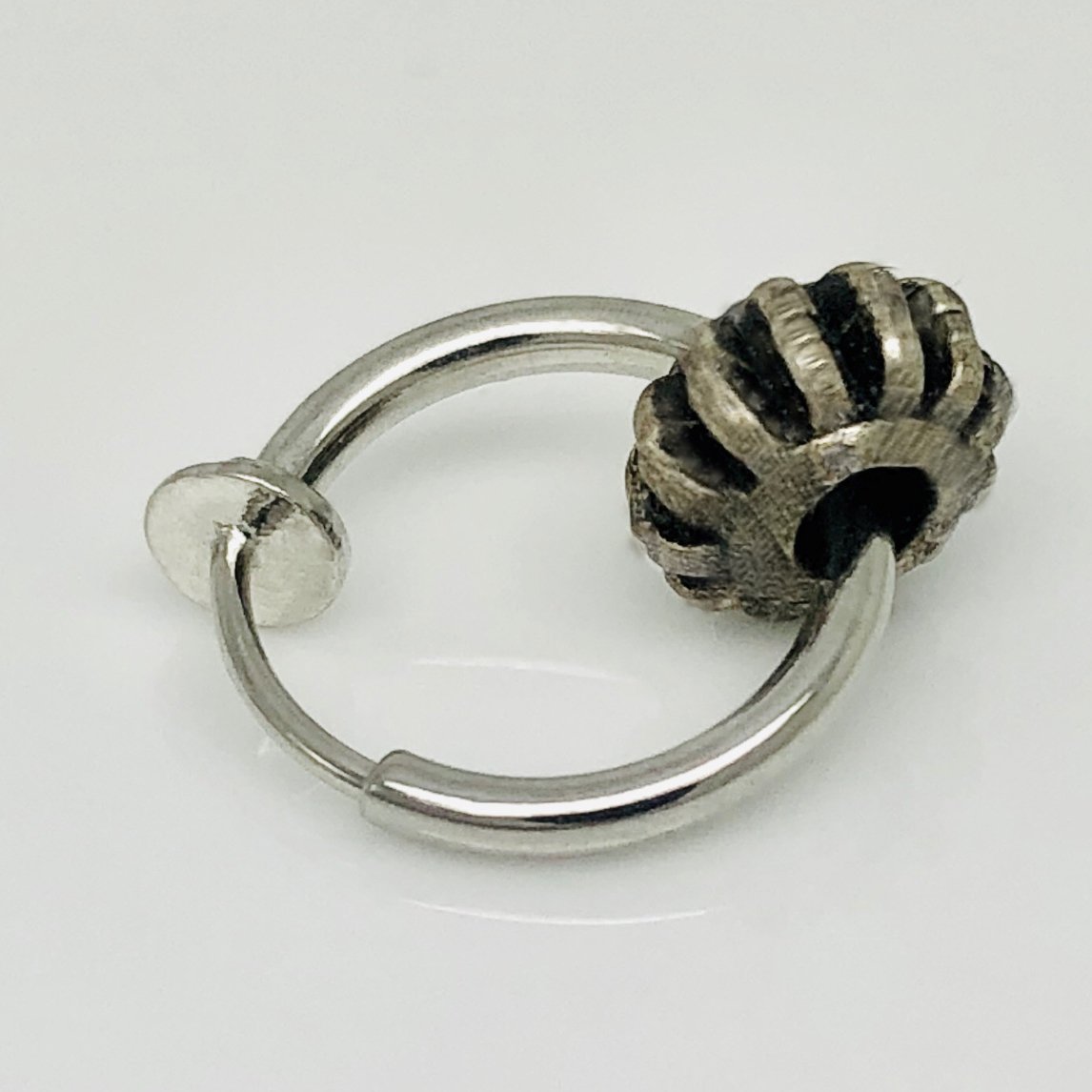 Clip on earring with gear accent, men's hoop earrings, EC576