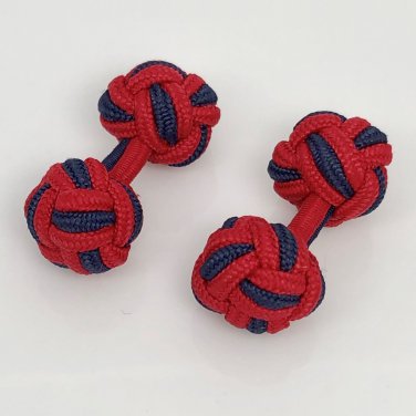Kuusteel navy and red silk knot cufflinks