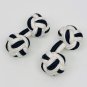 Kuusteel navy and white silk double knot cufflinks