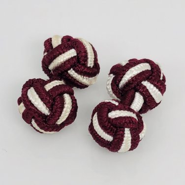 Kuusteel maroon silk knot cufflinks