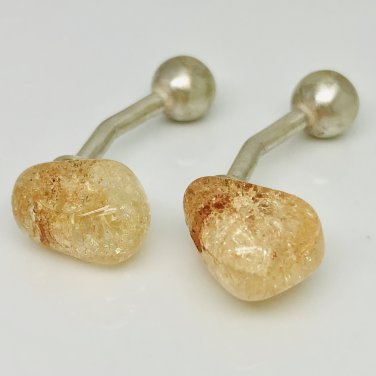 Stone cufflinks set on sterling silver stems