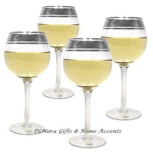 Colin Cowie 4 Pc Wine Glass Set Silver Trim
