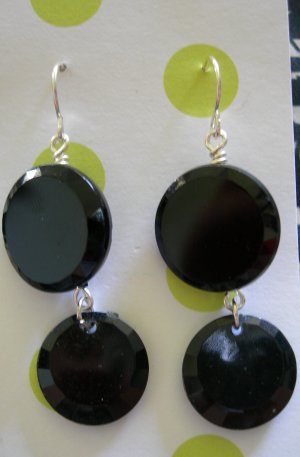 Vintage Black Button Earrings