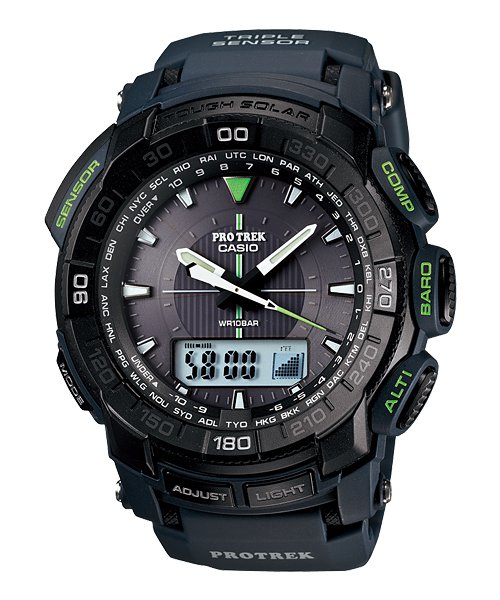 Casio ProTrek PRG5502 Solar Powered Triple Sensors men's watch Navy