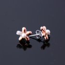 Rose Gold Vermeil Earring with shell pearl and Cubic Zirconia (ER091313)