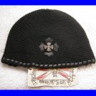 A&G : F6H-C15BLK VINTAGE SILVER CELTIC CROSS CASHMERE BEANIE CAP - BRAND NEW WITH TAGS