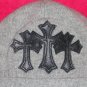 A&G : BF-C8GRY VINTAGE CEMETARY CROSS CASHMERE BEANIE CAP - BRAND NEW WITH TAGS