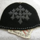 A&G : F6H-C10BLK VINTAGE CEMETARY CROSS CASHMERE BEANIE CAP - BRAND NEW WITH TAGS